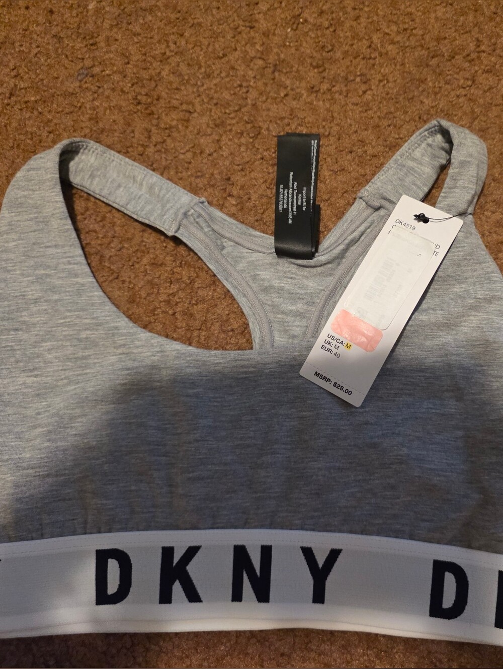 NWT- DKNY Gray Logo Sports Bra - Gray